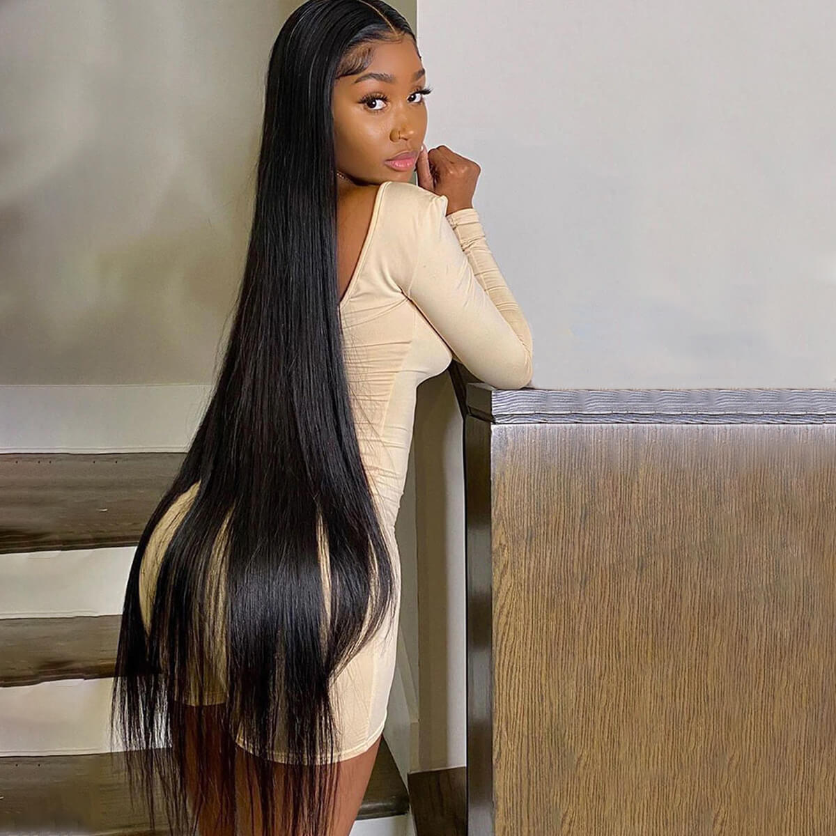 long-straight-wig 13×4 Long Straight HD Lace Frontal Wig Brazilian Straight Human Hair Wigs 26inch-40inch 180 Density 200 Density - Image 1