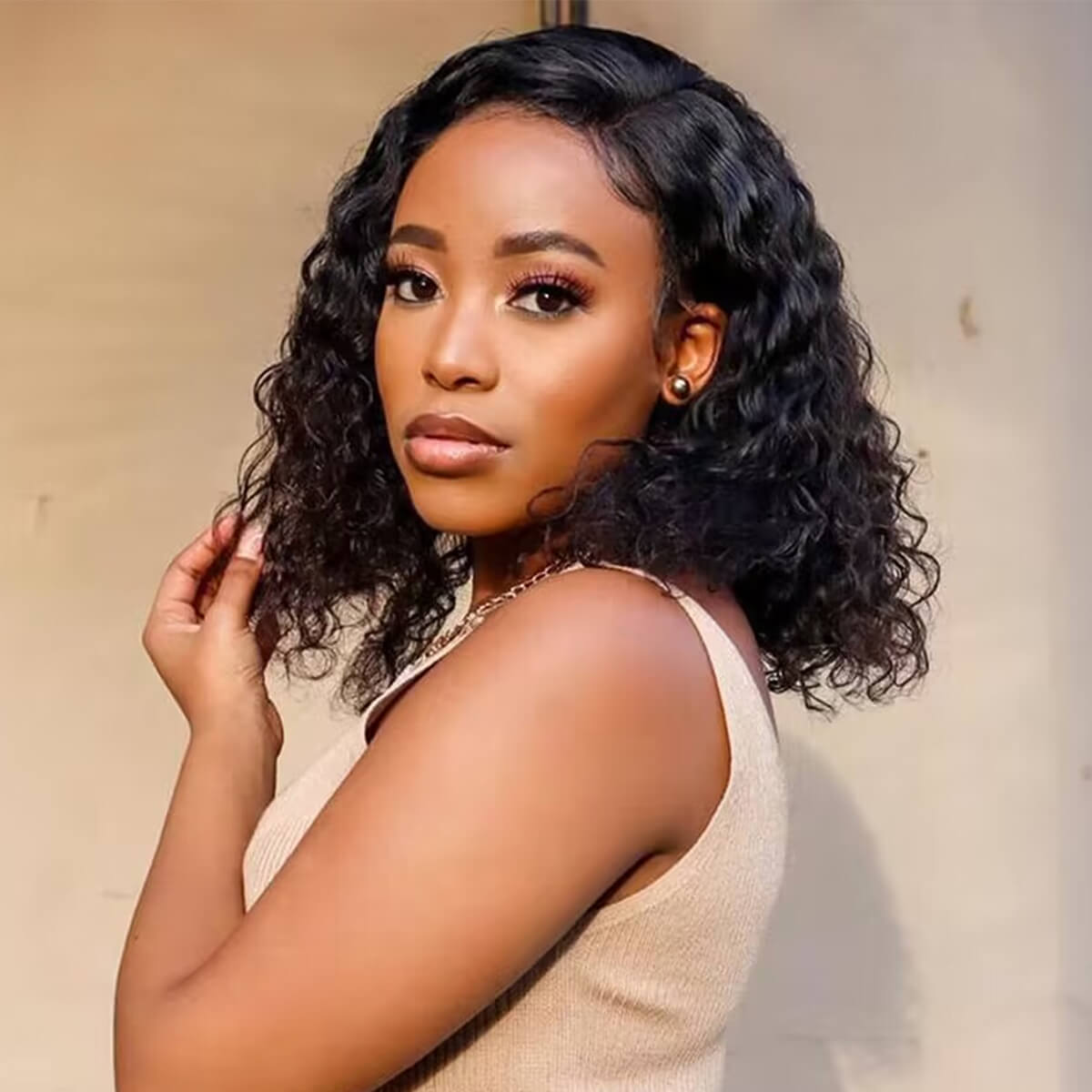 water-wave-glueless-bob-wig-3 Water Wave Short Bob Wigs 150% Density Glueless Wig Human Hair 13×4 Lace Front Wigs - Image 1