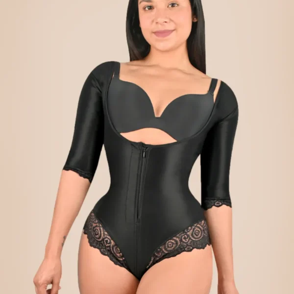 Sexy Bodysuit for Women Lace Long Sleeve Double Tummy Control