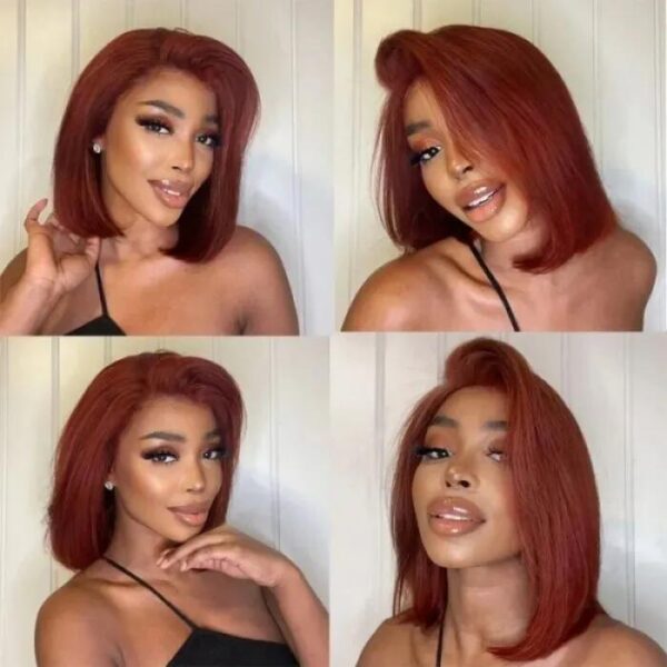 Reddish Brown #33 Straight Bob Wig 180% Density Upgrade 6×4 Glueless Hd Lace Closure Bob Wig